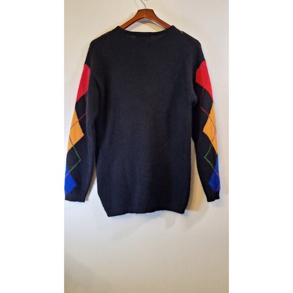 Vintage 80's 90's Casual Corner Colorful Angora Wool Blend Argyle Sweater Small - Picture 2 of 9
